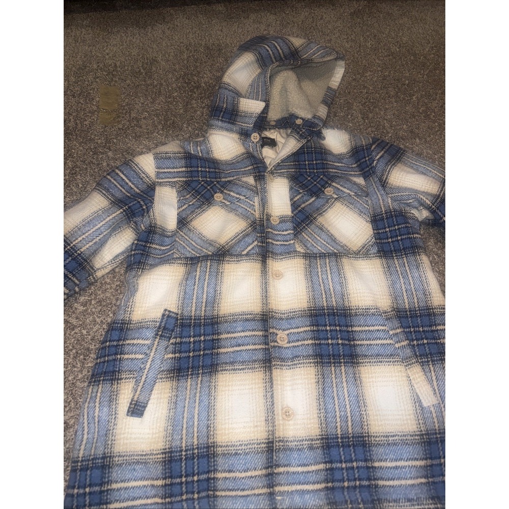 Smoke Rise Flannel Jacket Men Med  Quilted Lining Removable‎ Hood Flap